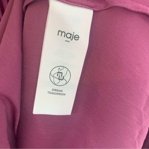 Maje Rianne Pleated Mini Dress Rose Magenta Size S NWT - Picture 9 of 15